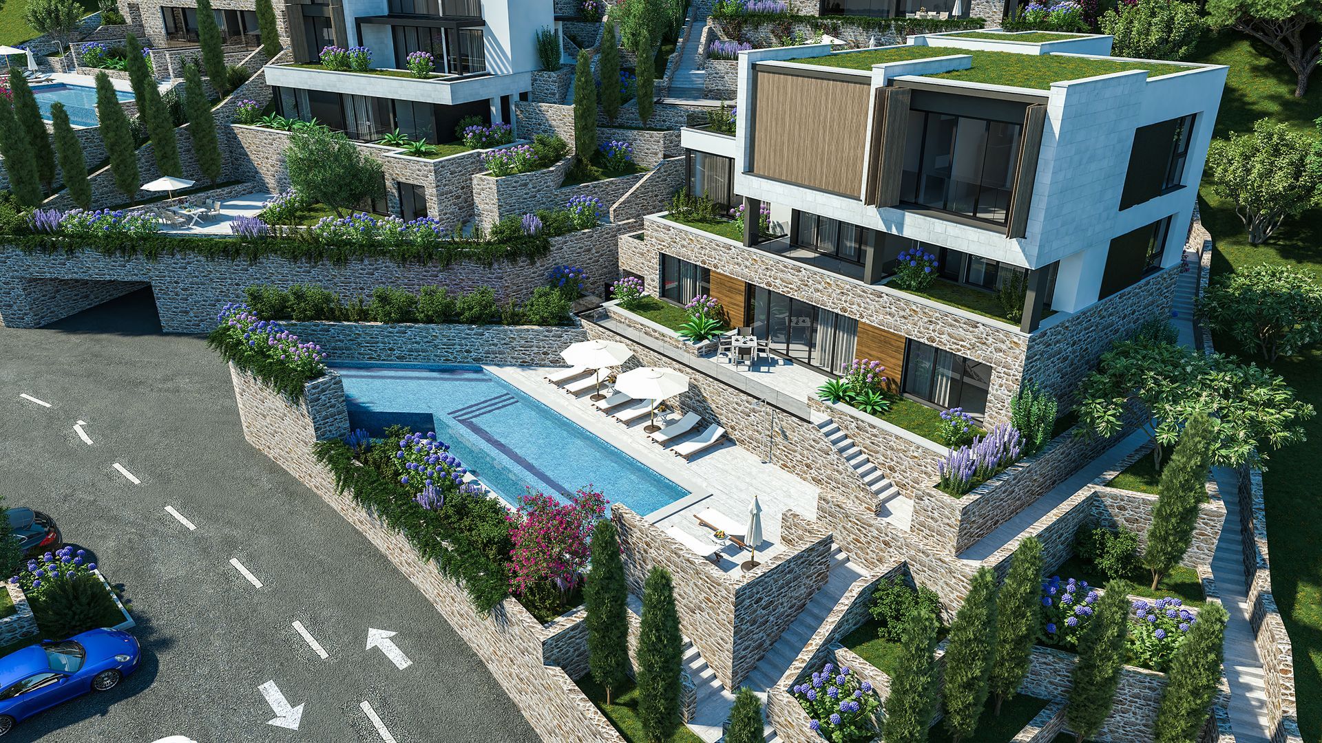 Luksuzna vila 736m2 u novom kompleksu u Tivtu, Donja Lastva, sa pogledom na more, privatnim bazenom i podzemnom garažom! - Amfora Real Estate