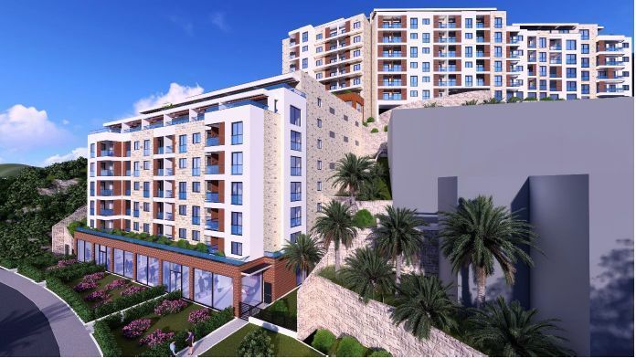 Trosoban stan 85m2 u novom luksuznom stambenom kompleksu u izgradnji u Bečićima, bez poreza, 200 metara od plaže, sa pogledom na more - Amfora Real Estate
