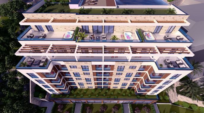 Trosoban stan 87m2 u novom luksuznom stambenom kompleksu u izgradnji u Bečićima, bez poreza, 200 metara od plaže, sa pogledom na more - Amfora Real Estate