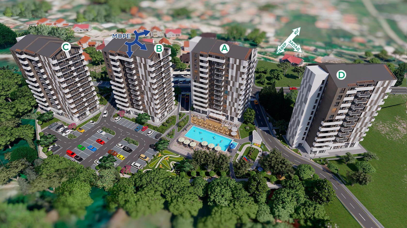 Prodaja dvosobnog stana 73m² u novom luksuznom kompleksu sa bazenom, SPA centrom i panoramskim pogledom na more – Bjeliši, Bar - Amfora Real Estate