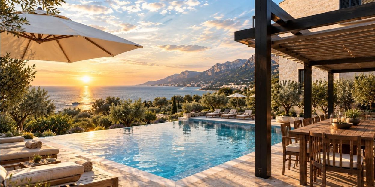 Prodaja luksuznog apartmana 46,22 m² sa velikom terasom 88,52 m²  – Reževići, Budva | Ekskluzivan kompleks, bazen, spa - Amfora Real Estate